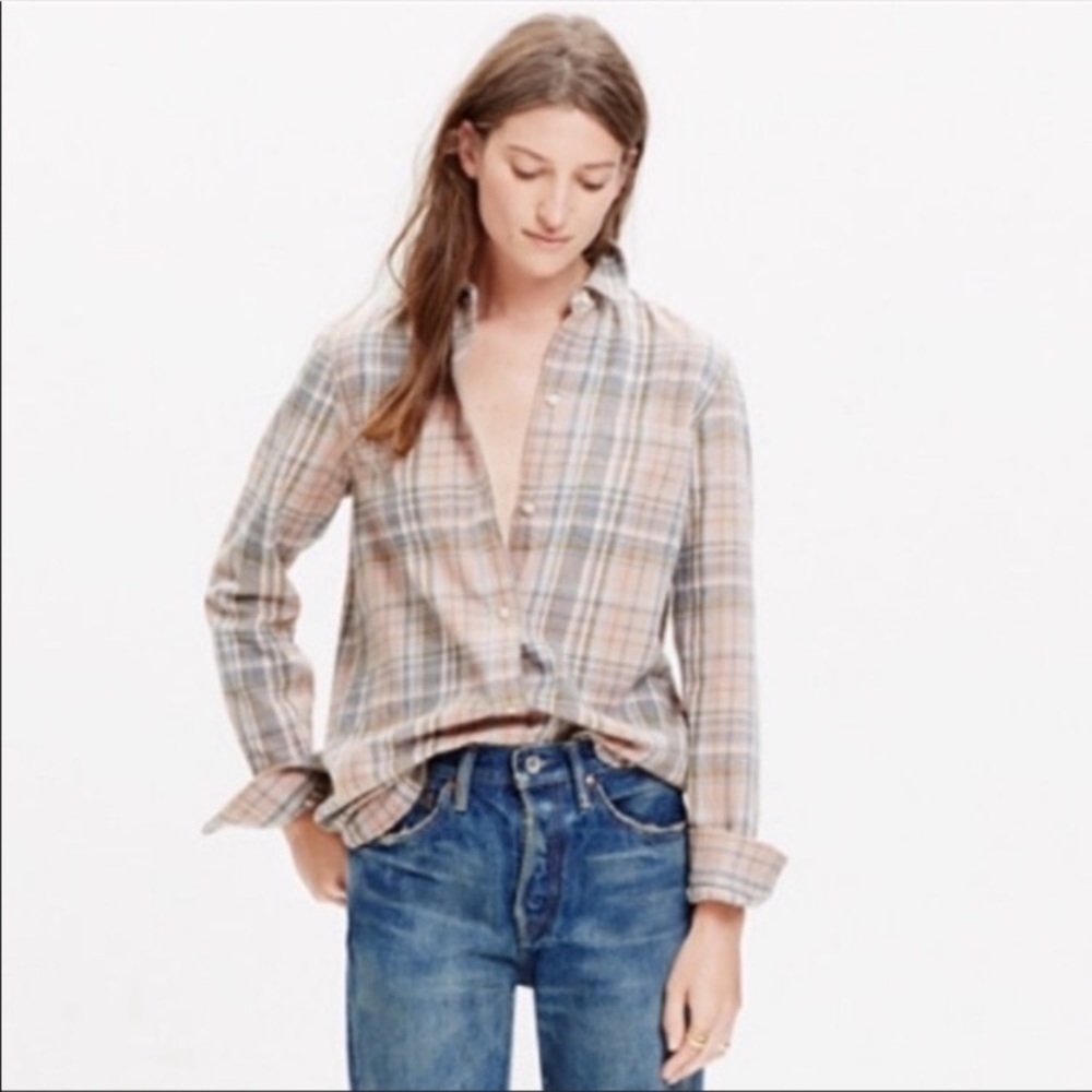 Pink + Grey Madewell Plaid Flannel